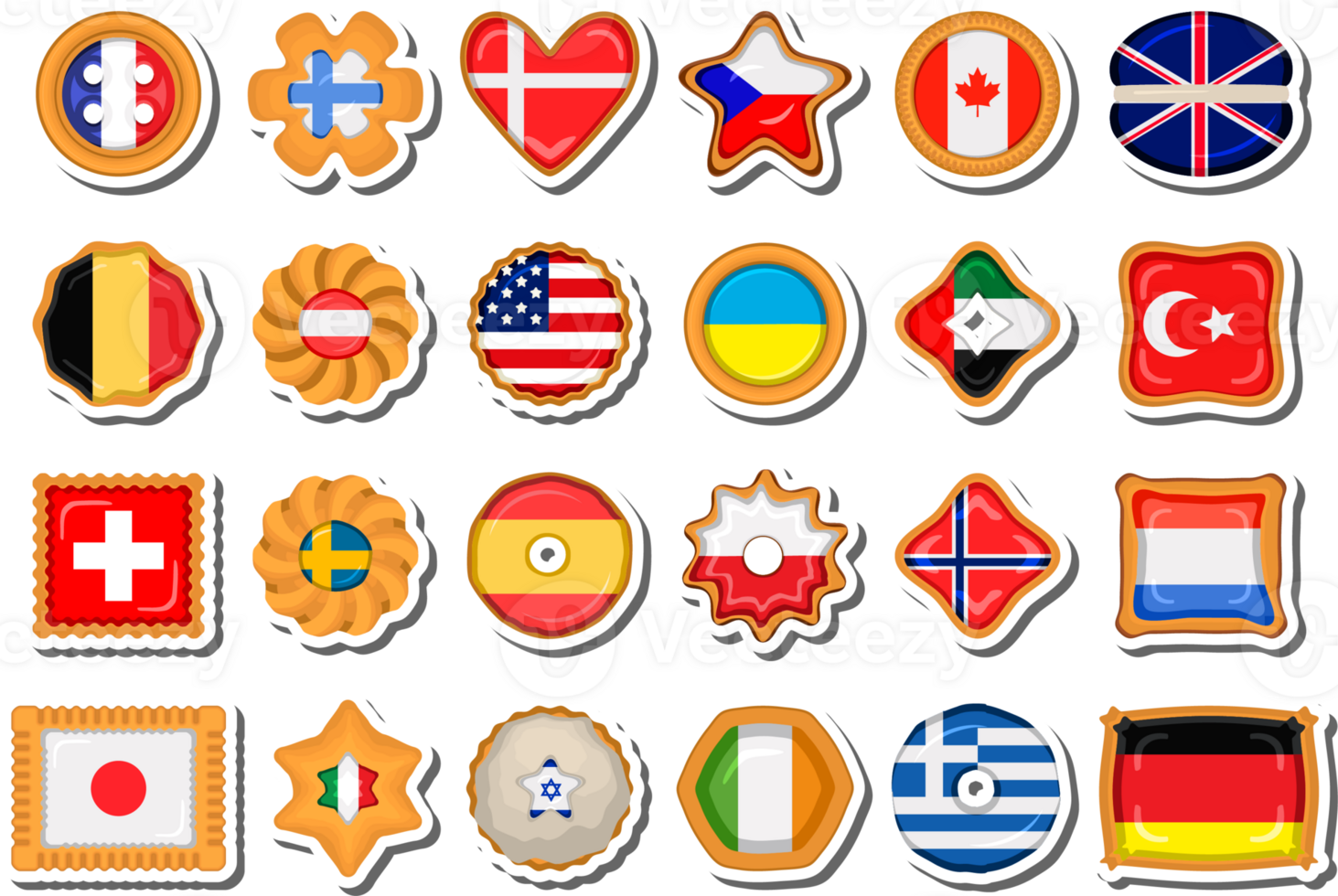 Set homemade cookie with flag country world in tasty biscuit png