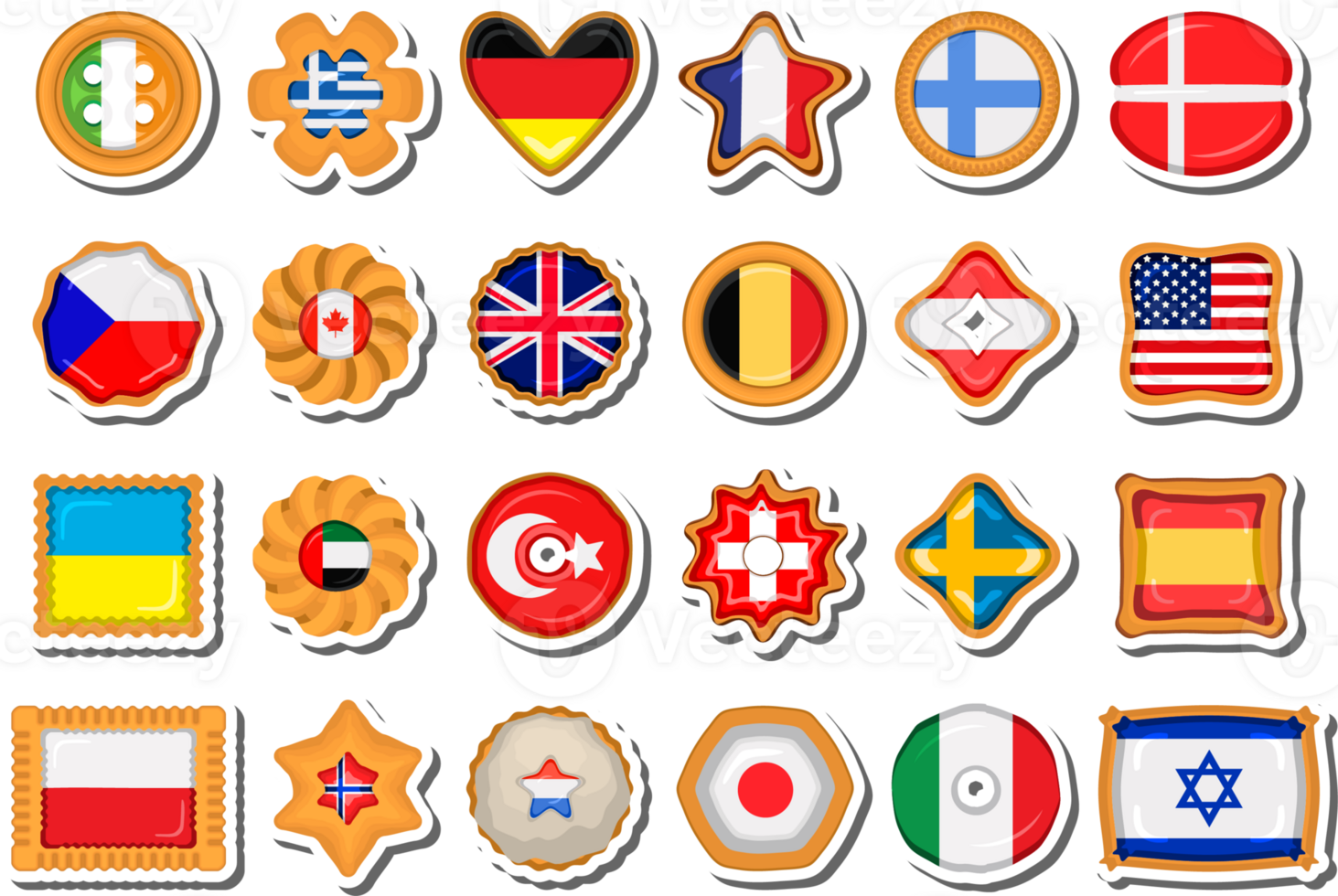 Set homemade cookie with flag country world in tasty biscuit png
