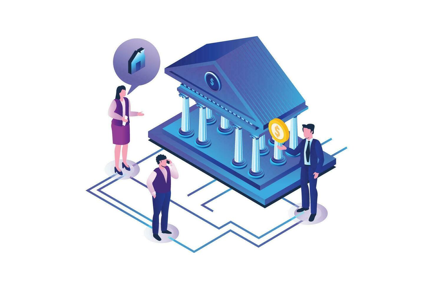 Real Estate Financing Company, Isometric Vector