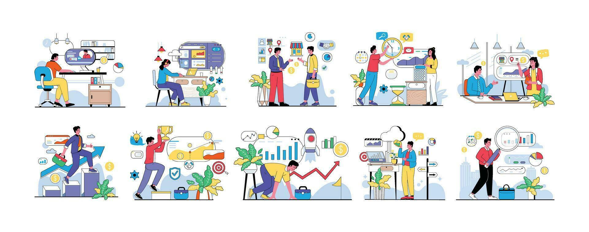 Business Vectors Illustration Flat Line