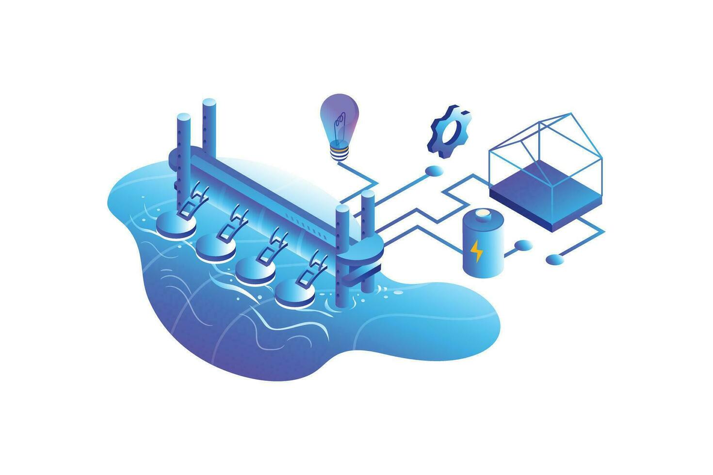 Ocean Wave Energy, Isometric Vector