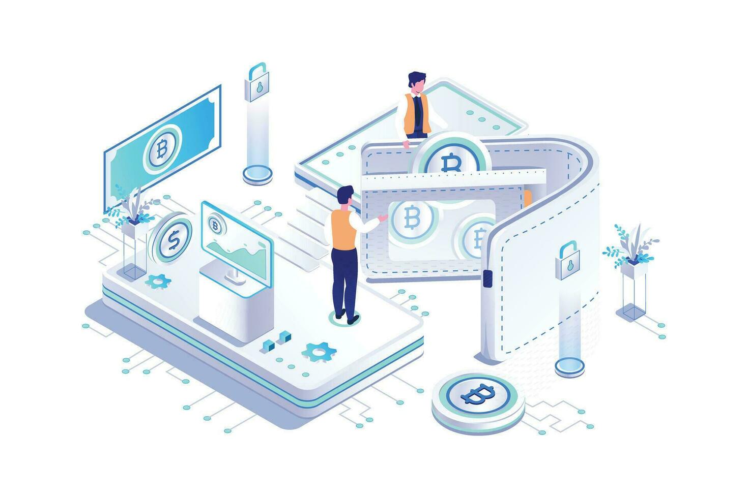 Cryptocurrency Wallet - Isometric Vector