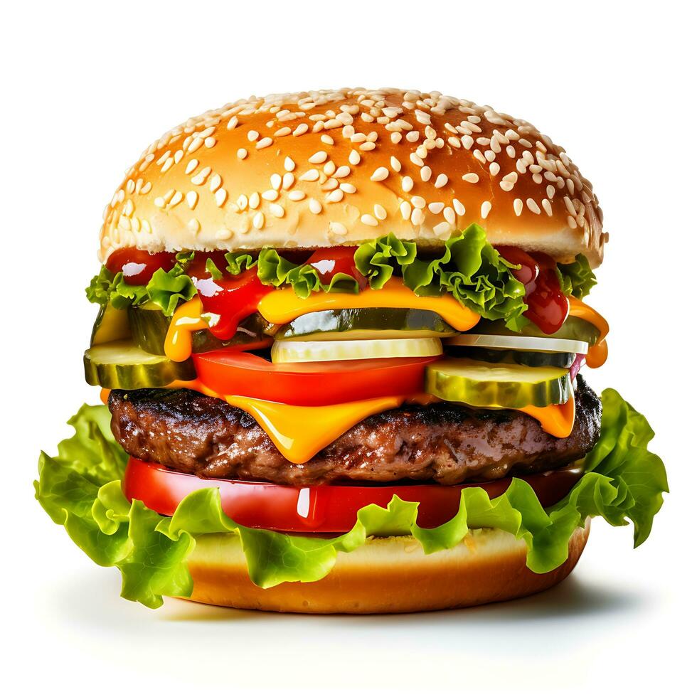 Burger, Hamburger Cheeseburger, Ai generated photo