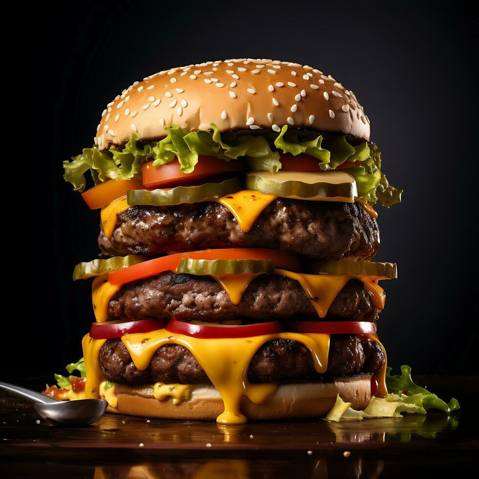 Burger, Hamburger Cheeseburger, Ai generated photo