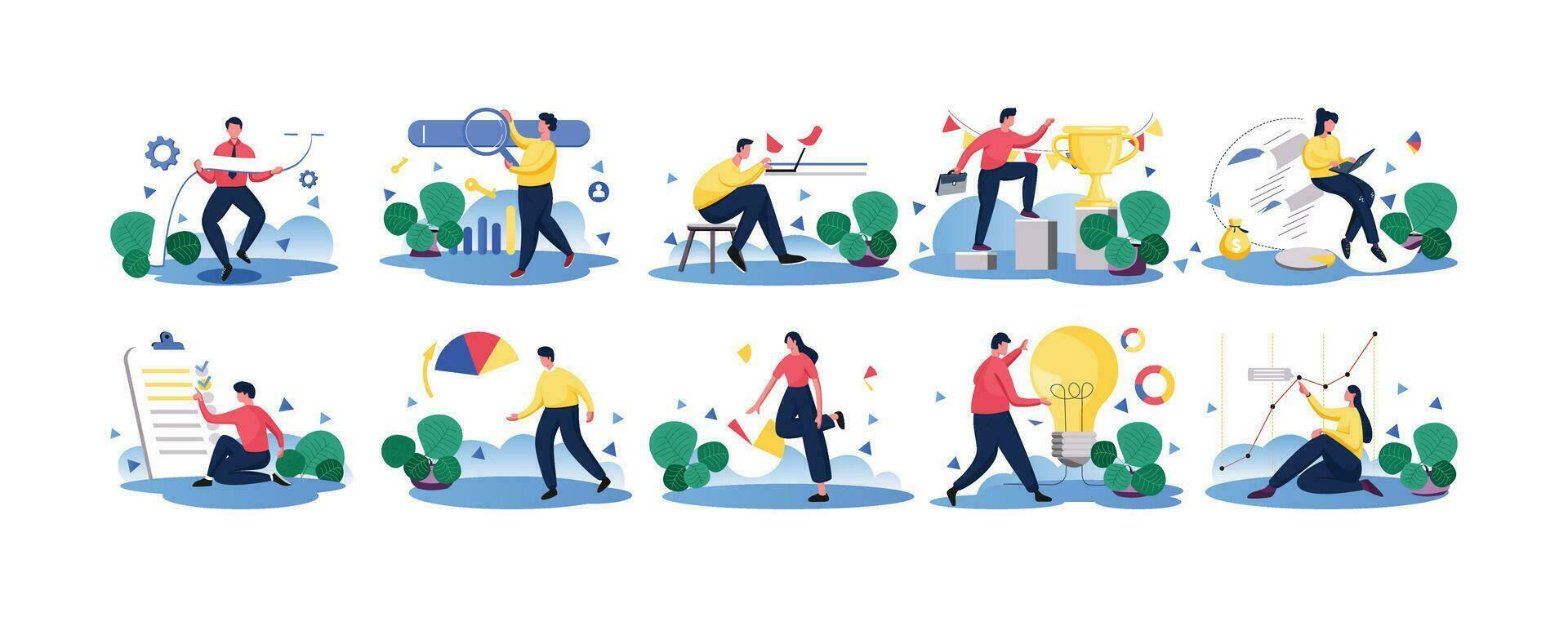 Vector Business Marketing Line Illustration Kit