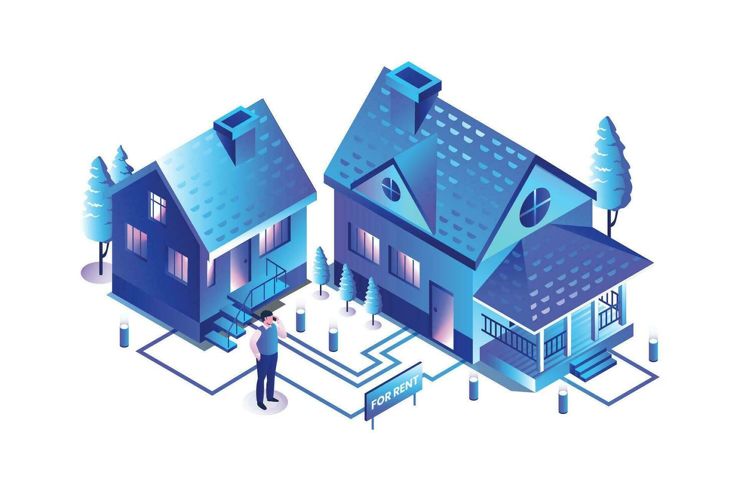 Housing Rental Service, Isometric Vector