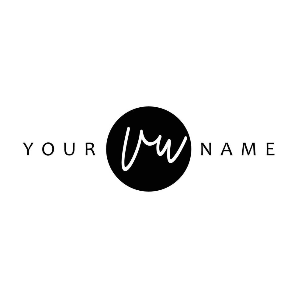 VU Initial Handwriting In Circle Frame Template Design vector