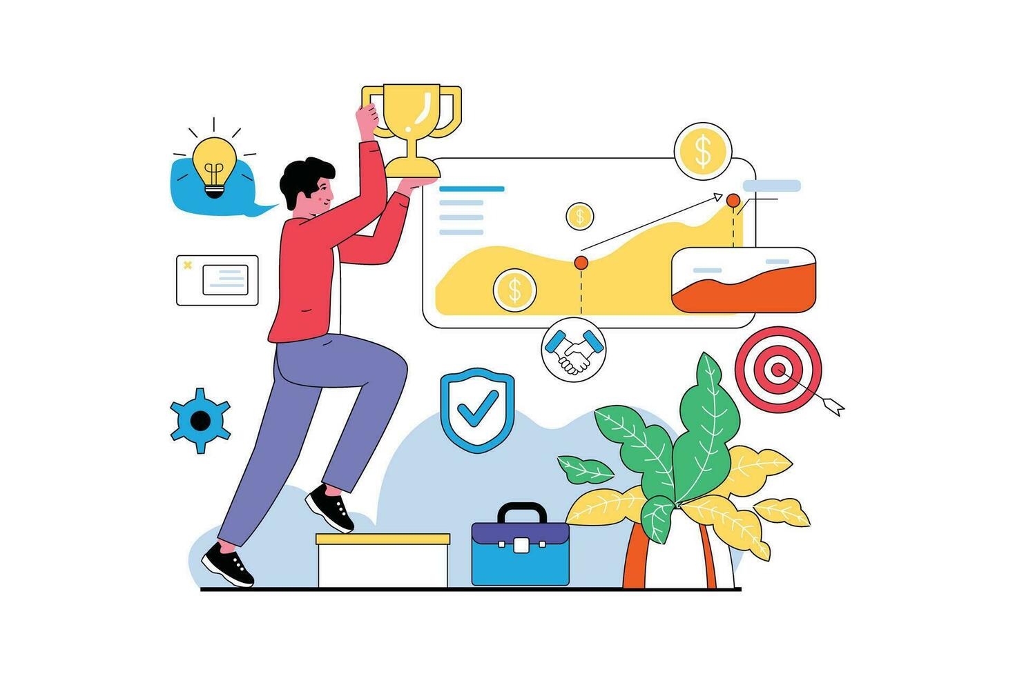 Success At Work - Flat Vector