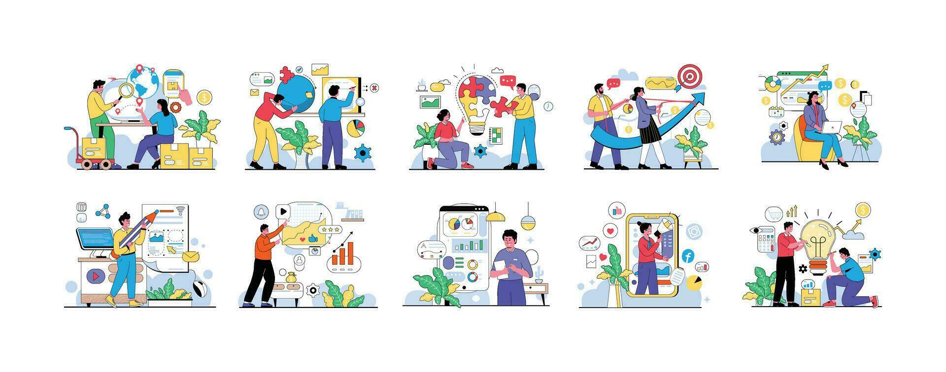 Business Vectors Illustration Flat Line
