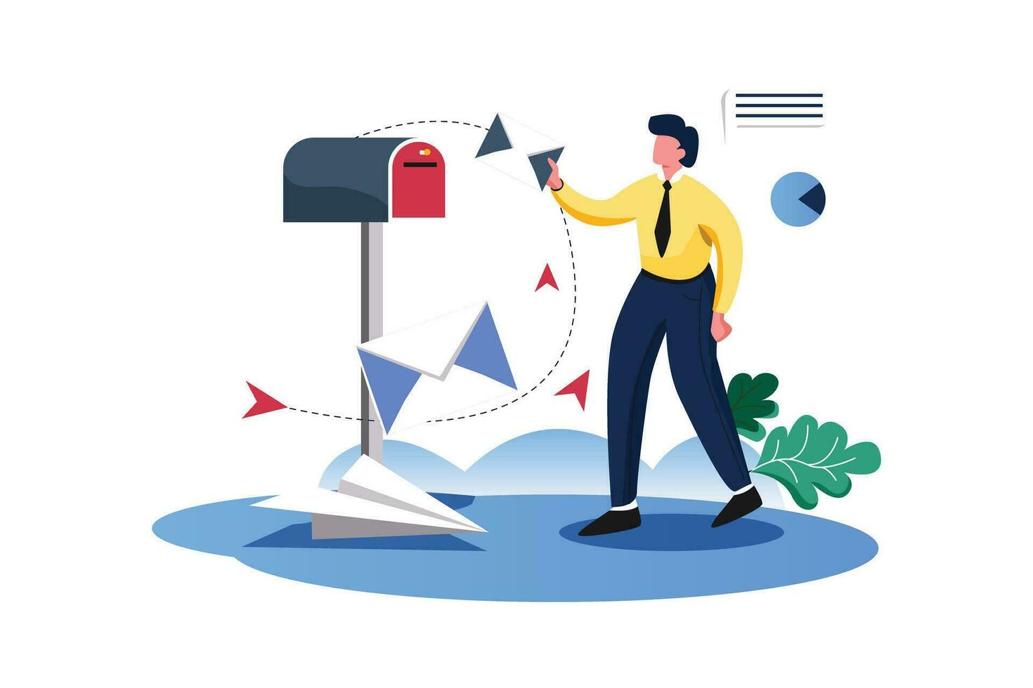 Inbox Attachments, Vector Business Marketing Line Illustration Kit