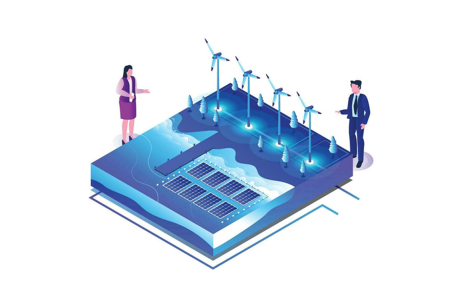 Solar Power Installed On The Sea Surface vector