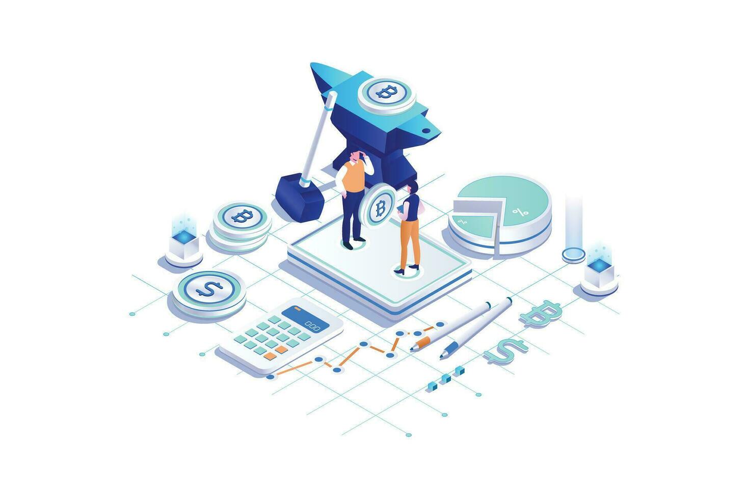 Mining and Trading Cryptocurrency vector