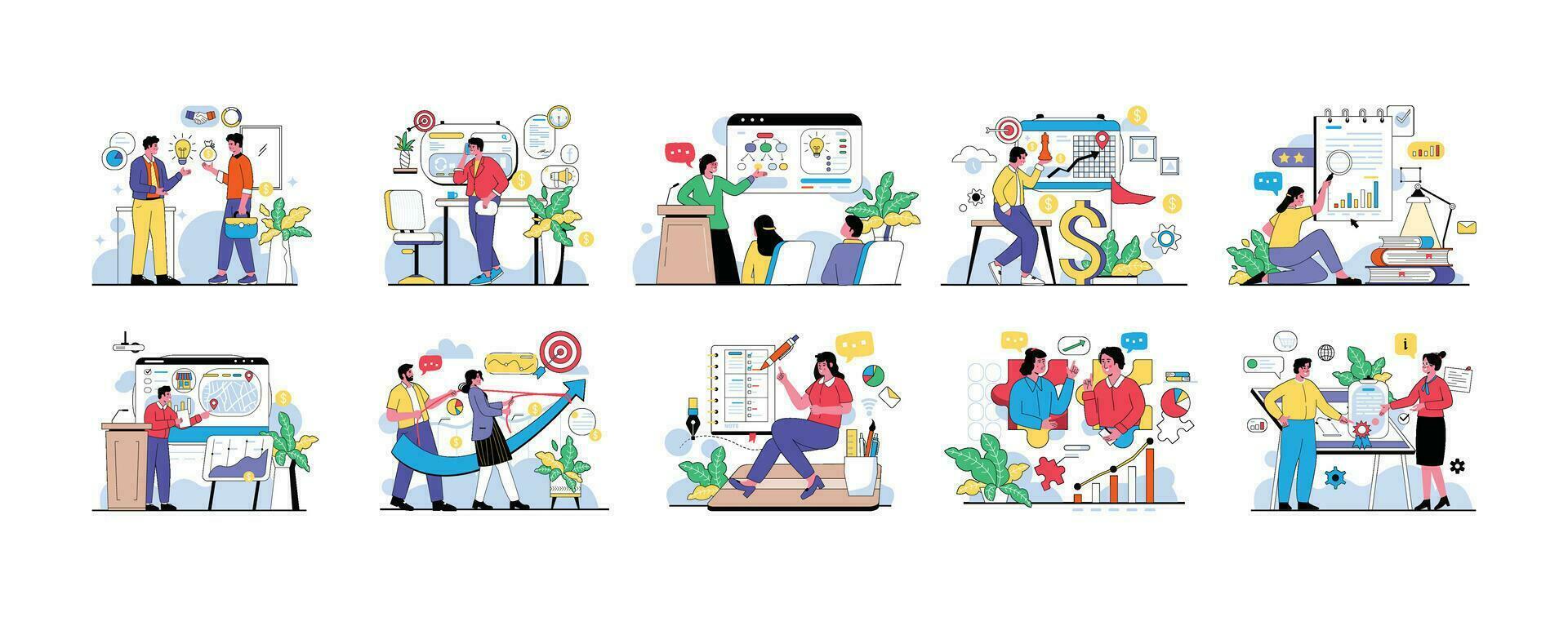 Business Vectors Illustration Flat Line