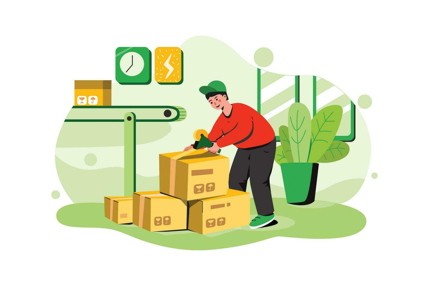 Illustration of the shipper packing the goods vector