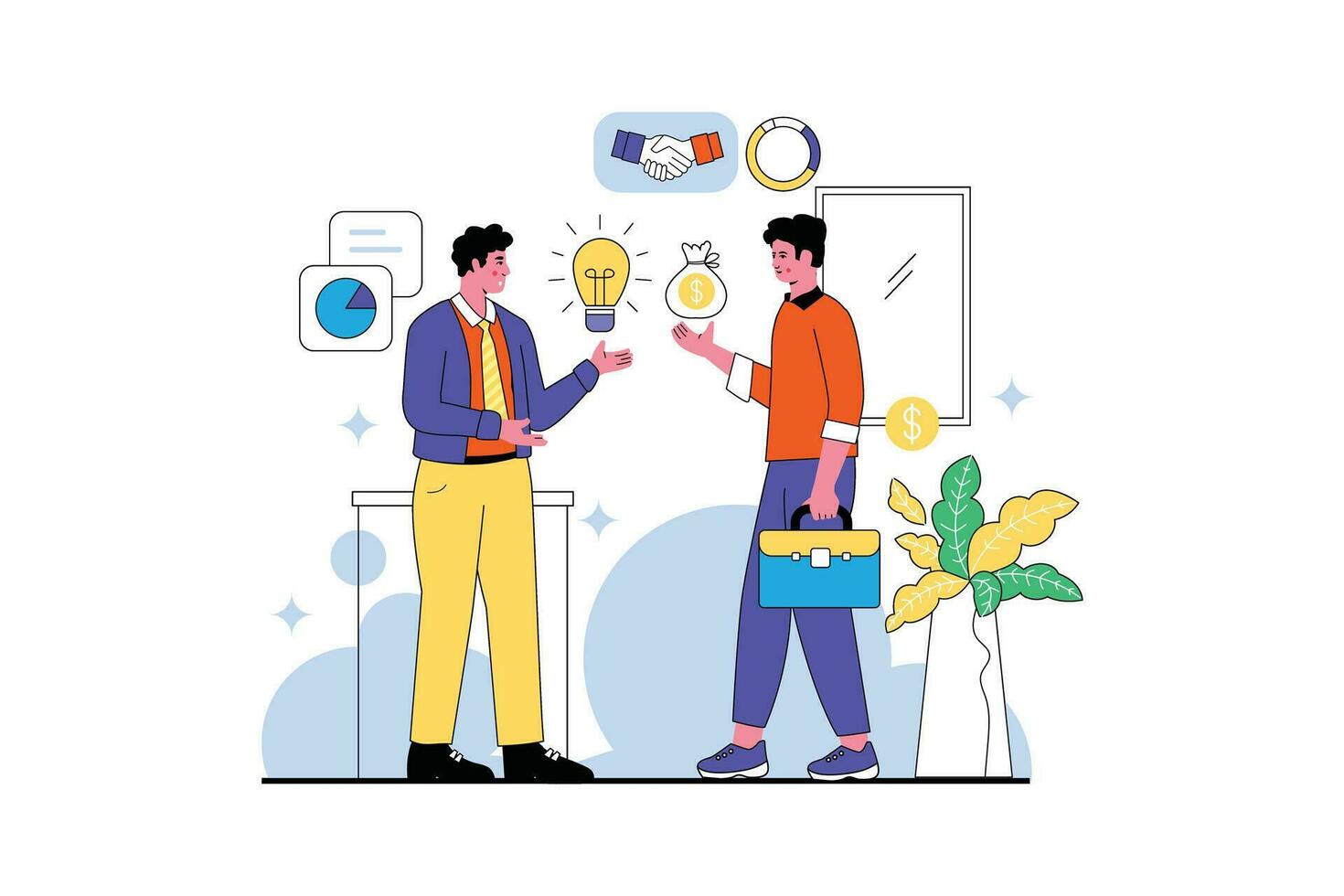 Buying And Selling Ideas In Business - Flat Vector