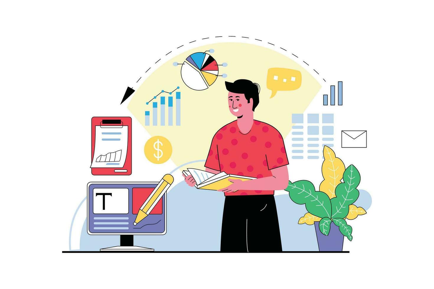 Business analysis and report writing vector