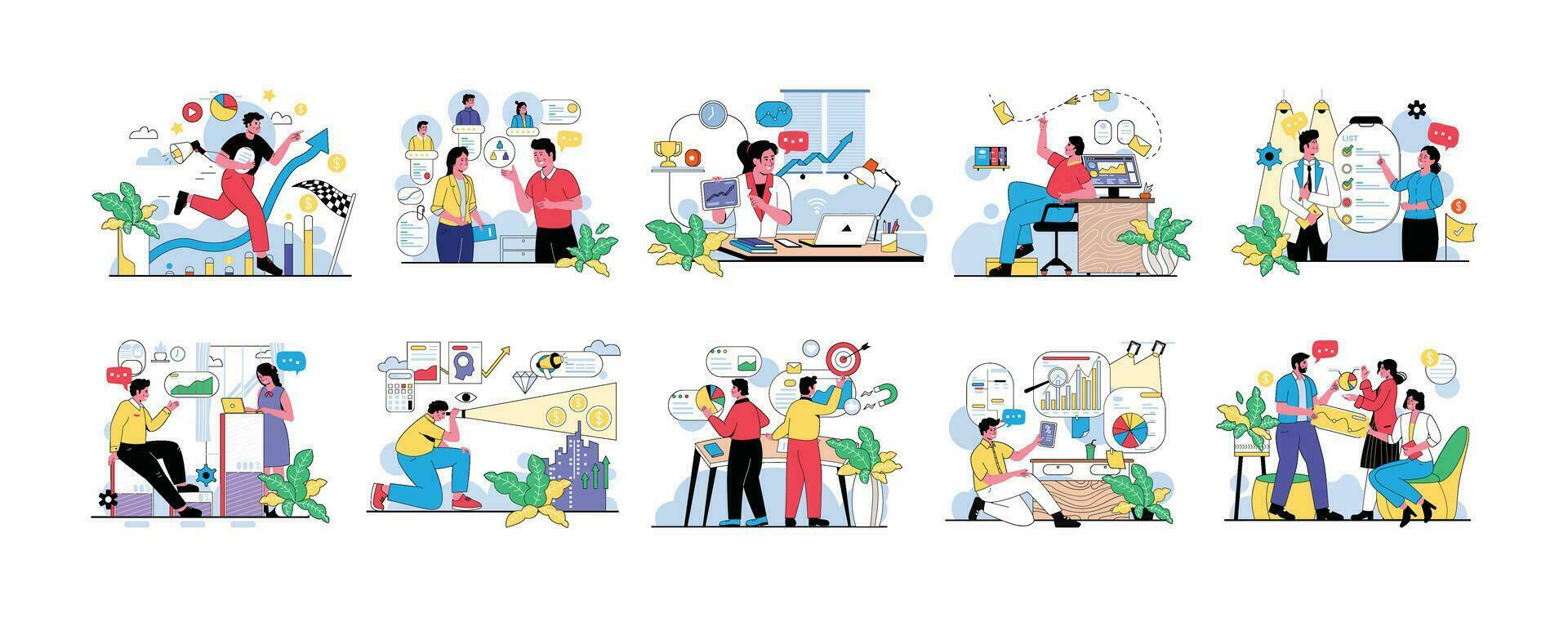 Business Vectors Illustration Flat Line