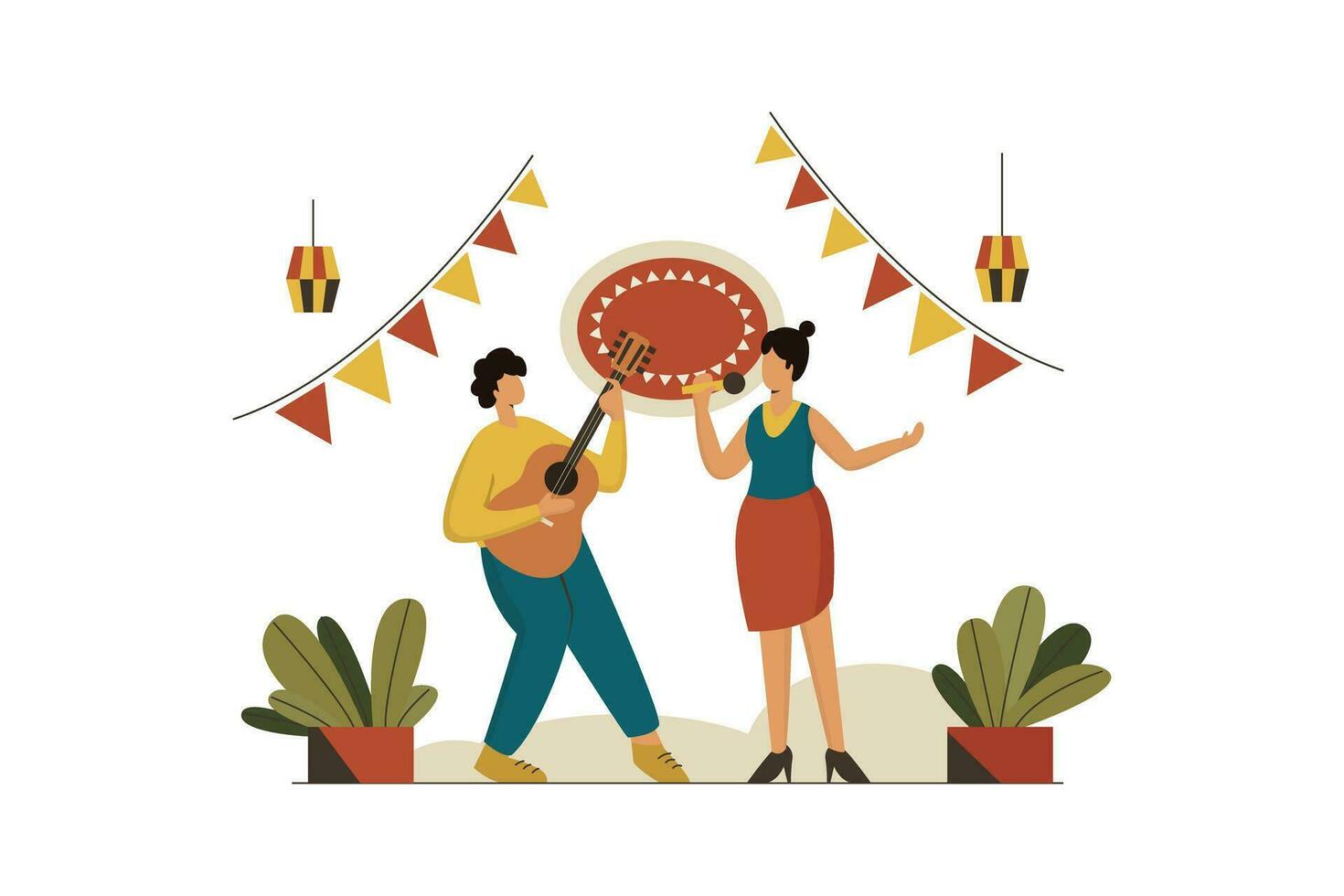 Event Singing, Life Vectors Illustration Flat