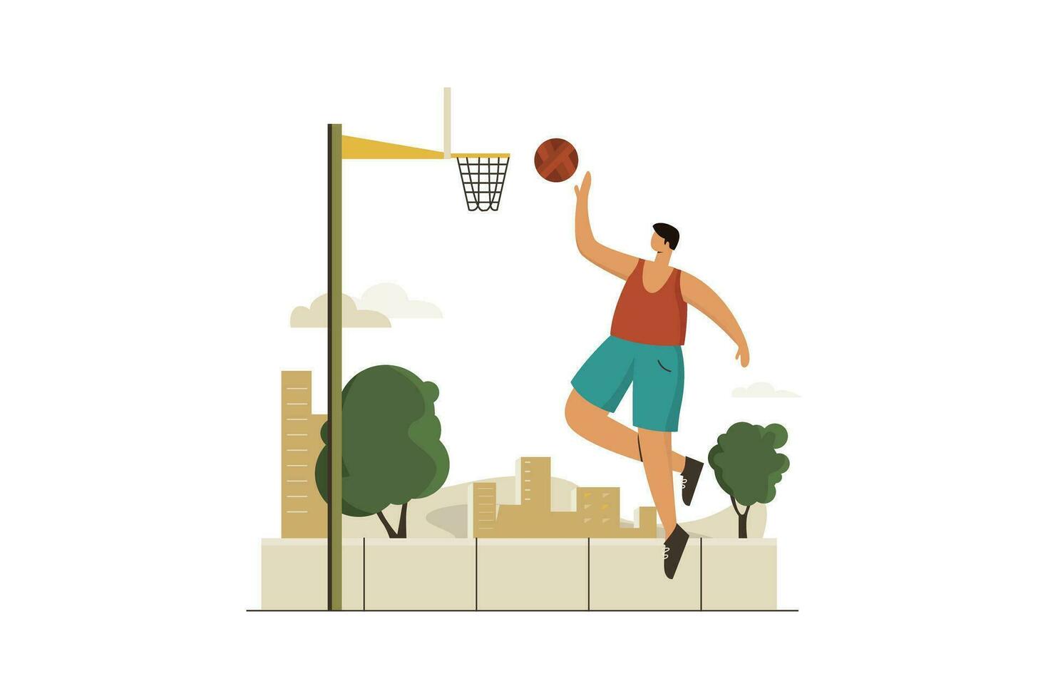 Basketball Sports, Life Vectors Illustration Flat