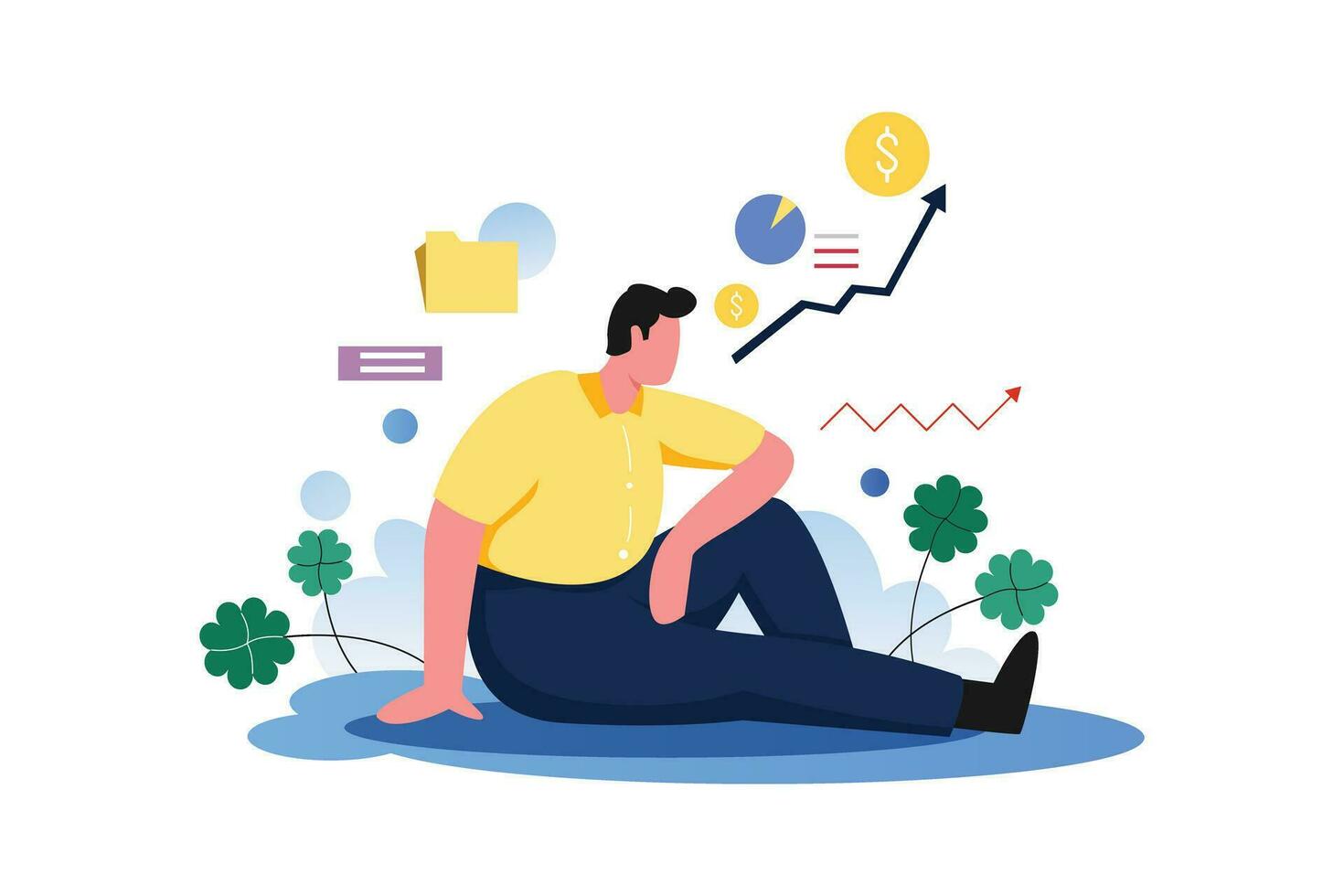 Male Investor Illustration - Flat Vector