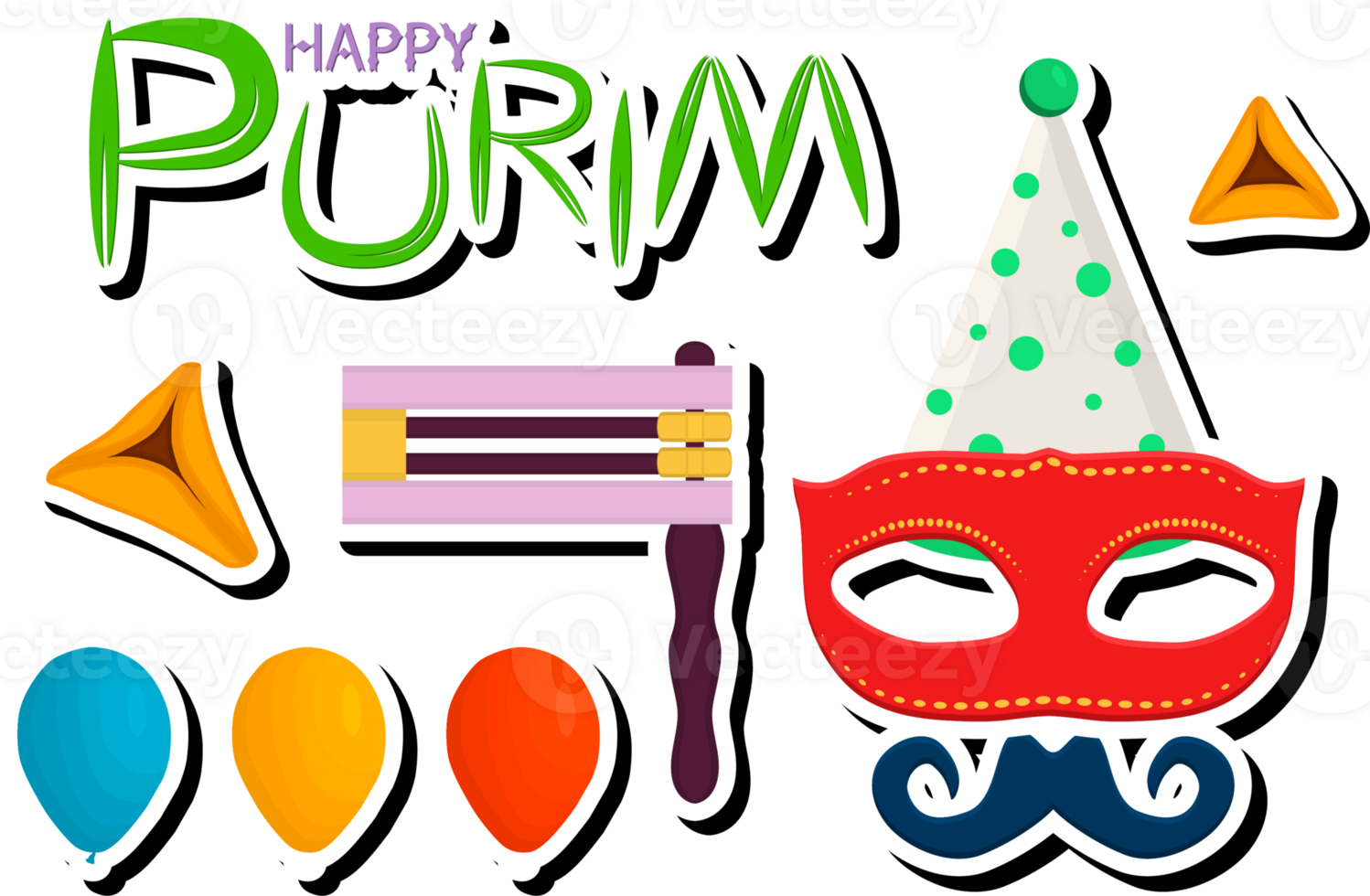 Beautiful illustration on theme of celebrating annual holiday Purim png