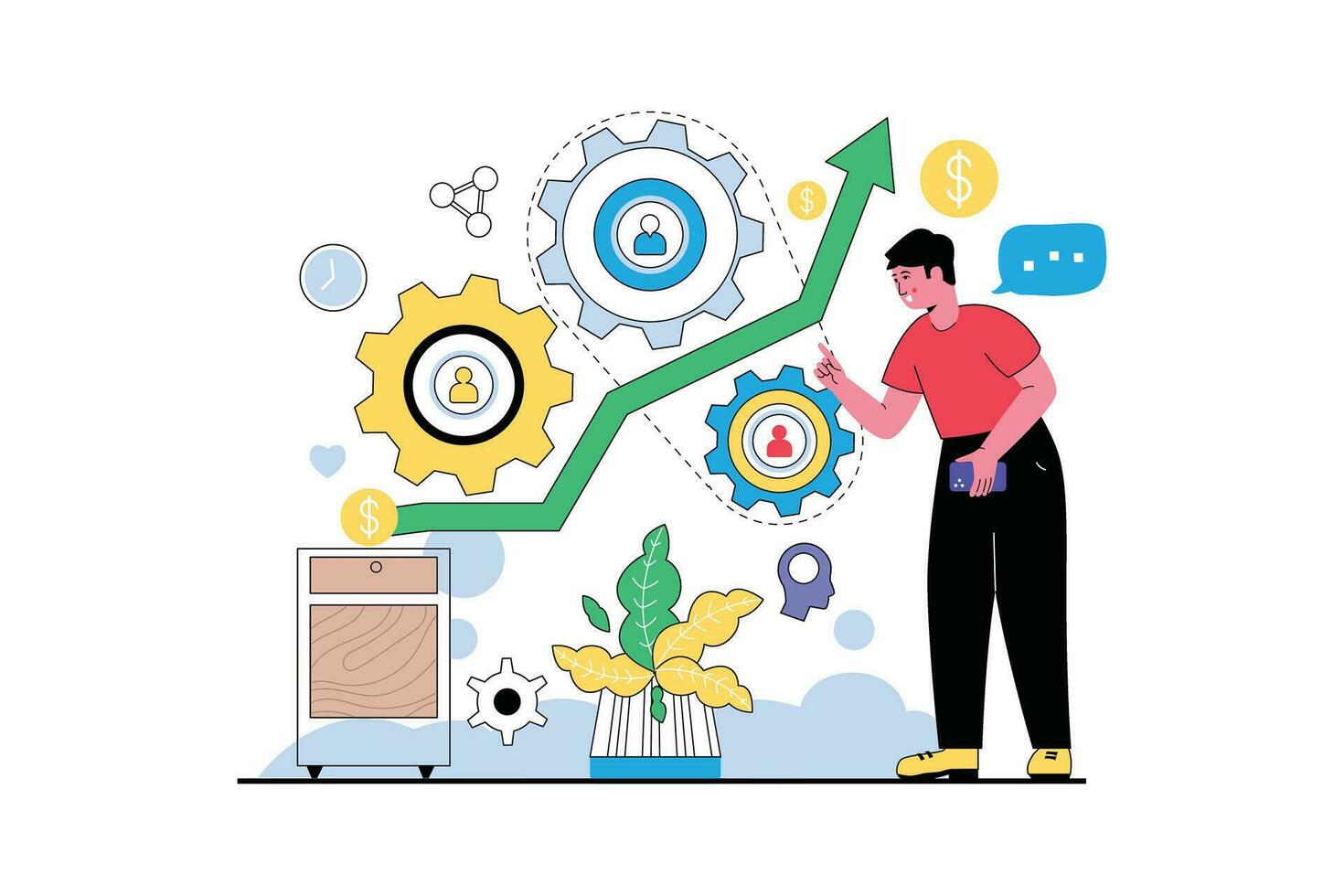 Operational Management Of Business Personnel - Flat Vector