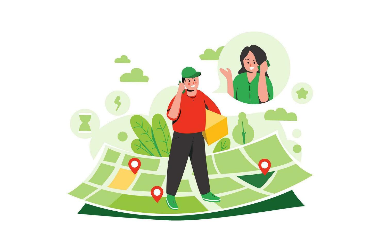 Illustration Of A Delivery Man Calling A Customer vector