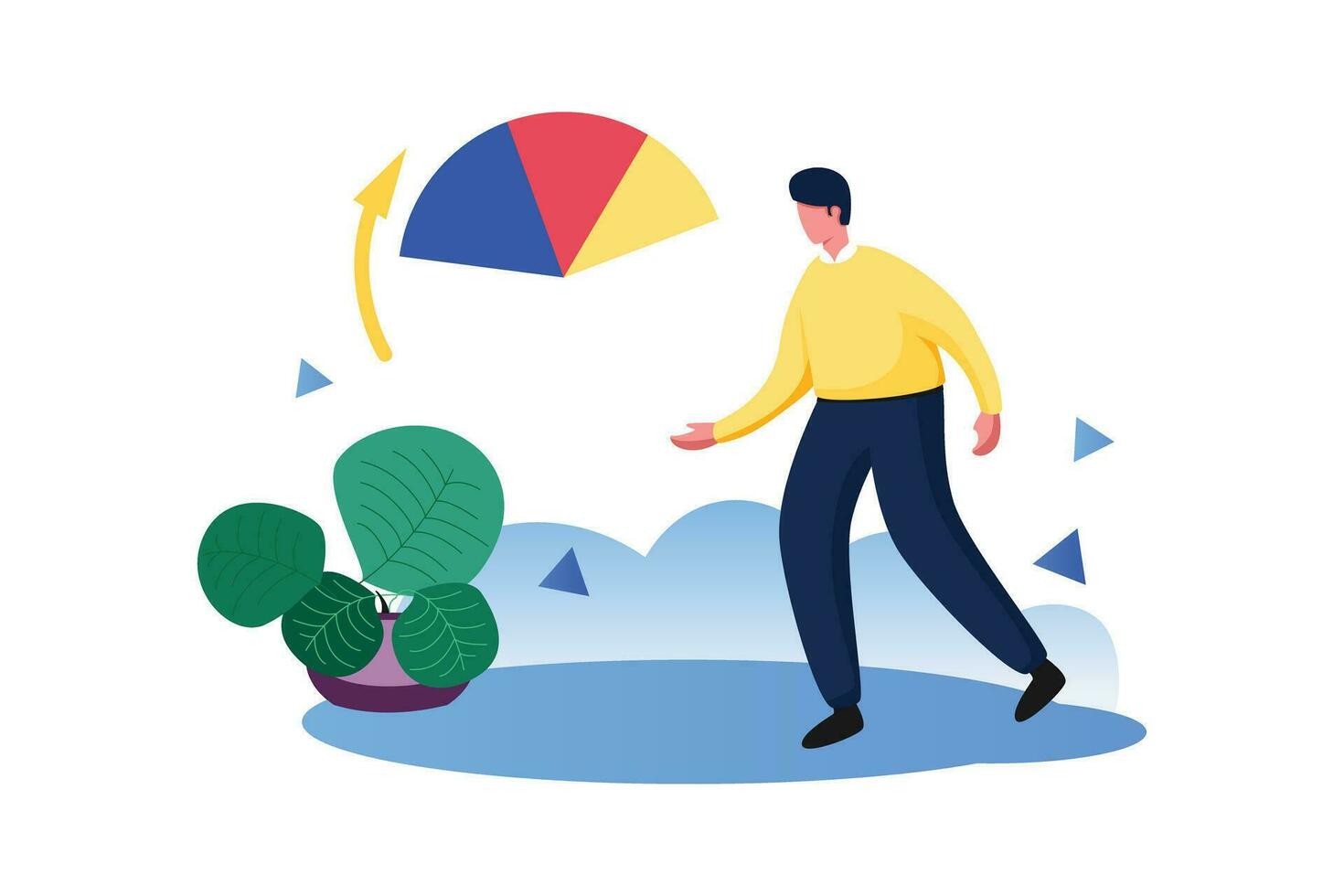 Rotate a Chart, Vector Business Marketing Line Illustration