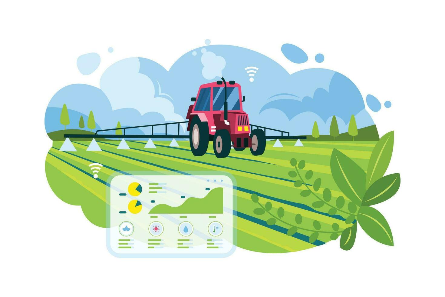 Smart Farming -  Remote Control Agricultural Machinery vector