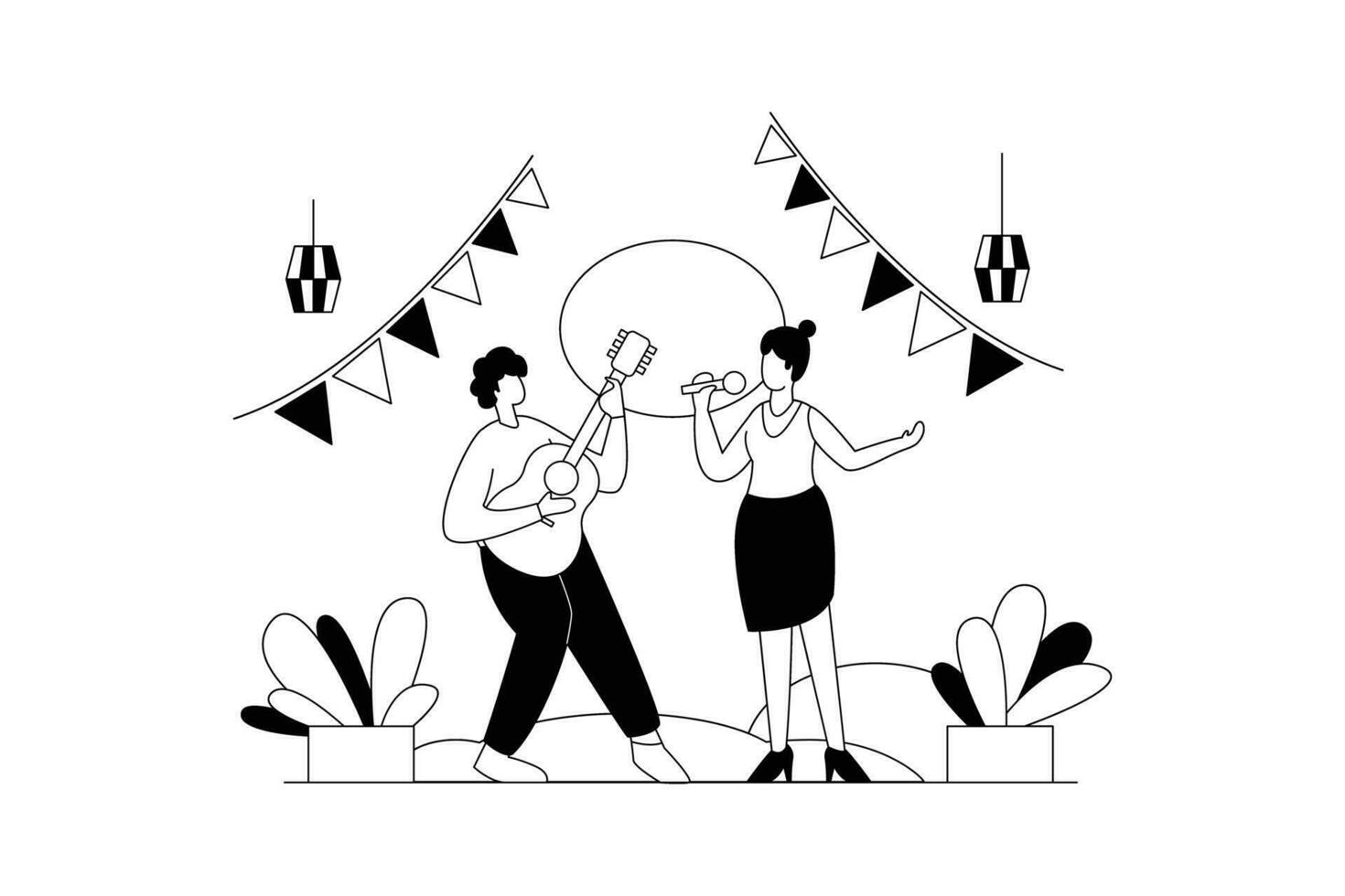 Event Singing, Life Vectors Illustration Flat