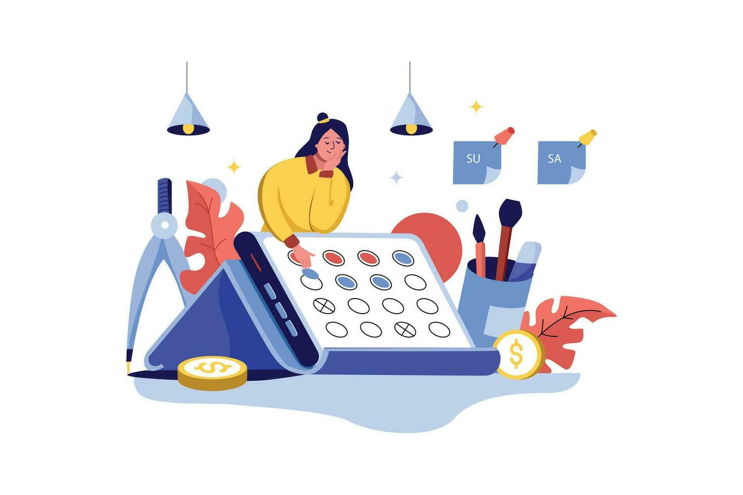 Business Planning, Vector Business Marketing Line Illustration