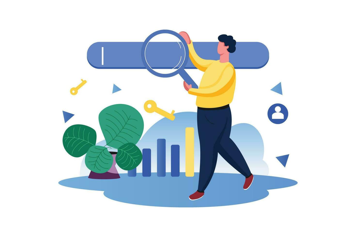 Search For Value, Vector Business Marketing Line Illustration