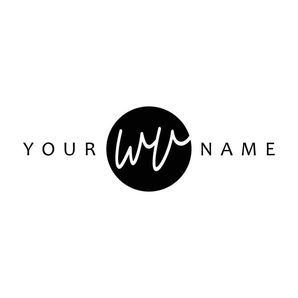 WV Initial Handwriting In Circle Frame Template Design vector