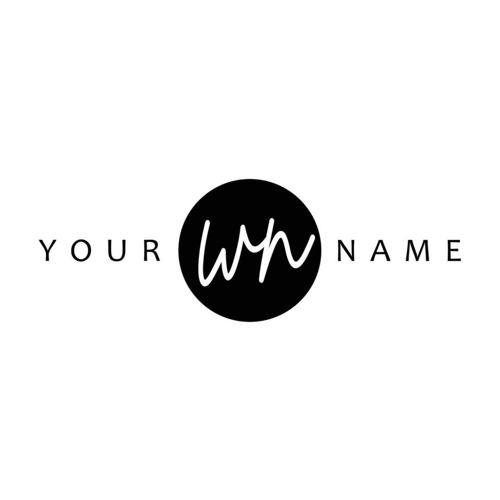 WN Initial Handwriting In Circle Frame Template Design vector