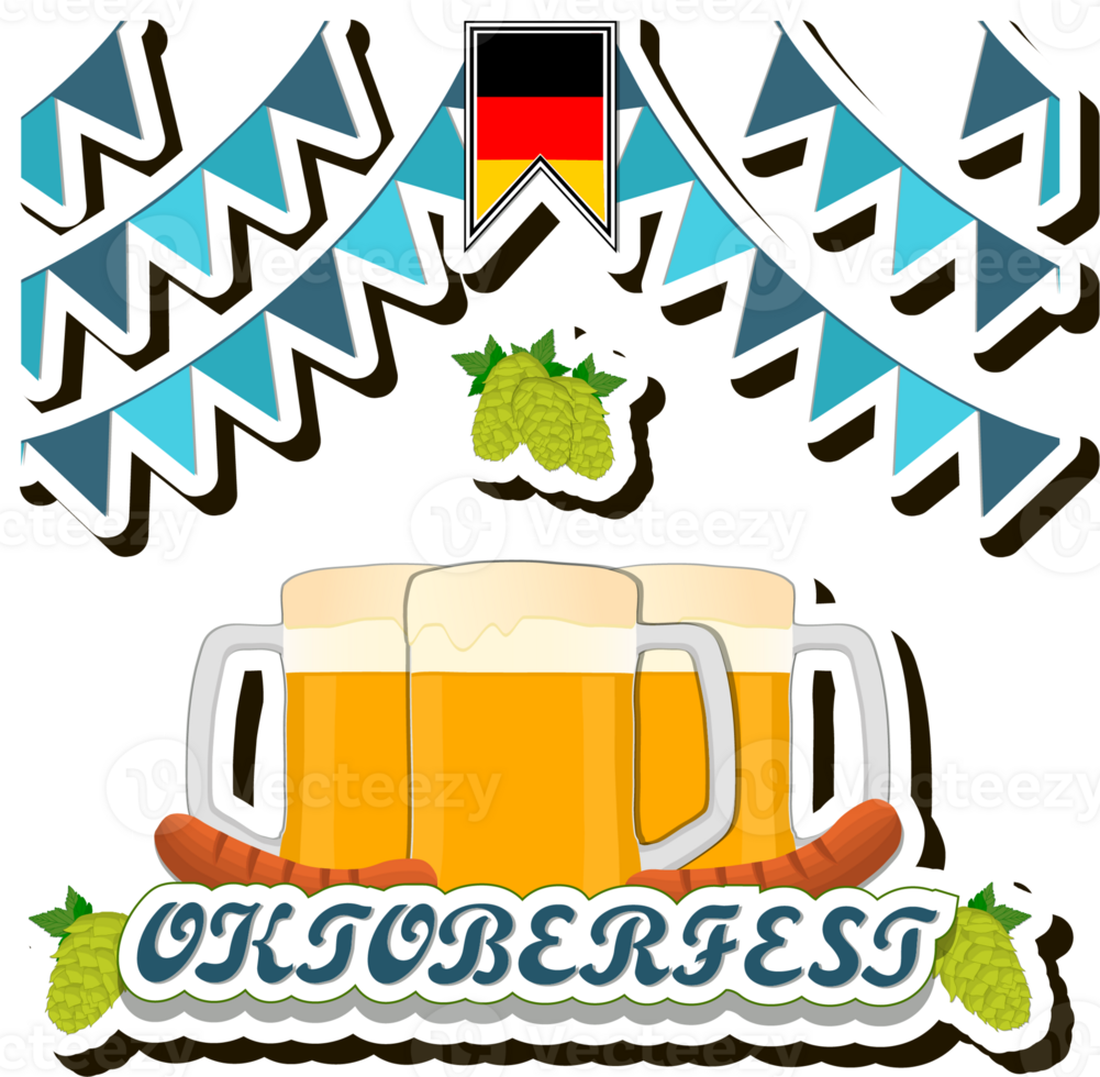Beautiful illustration on theme of celebrating annual Oktoberfest holiday png
