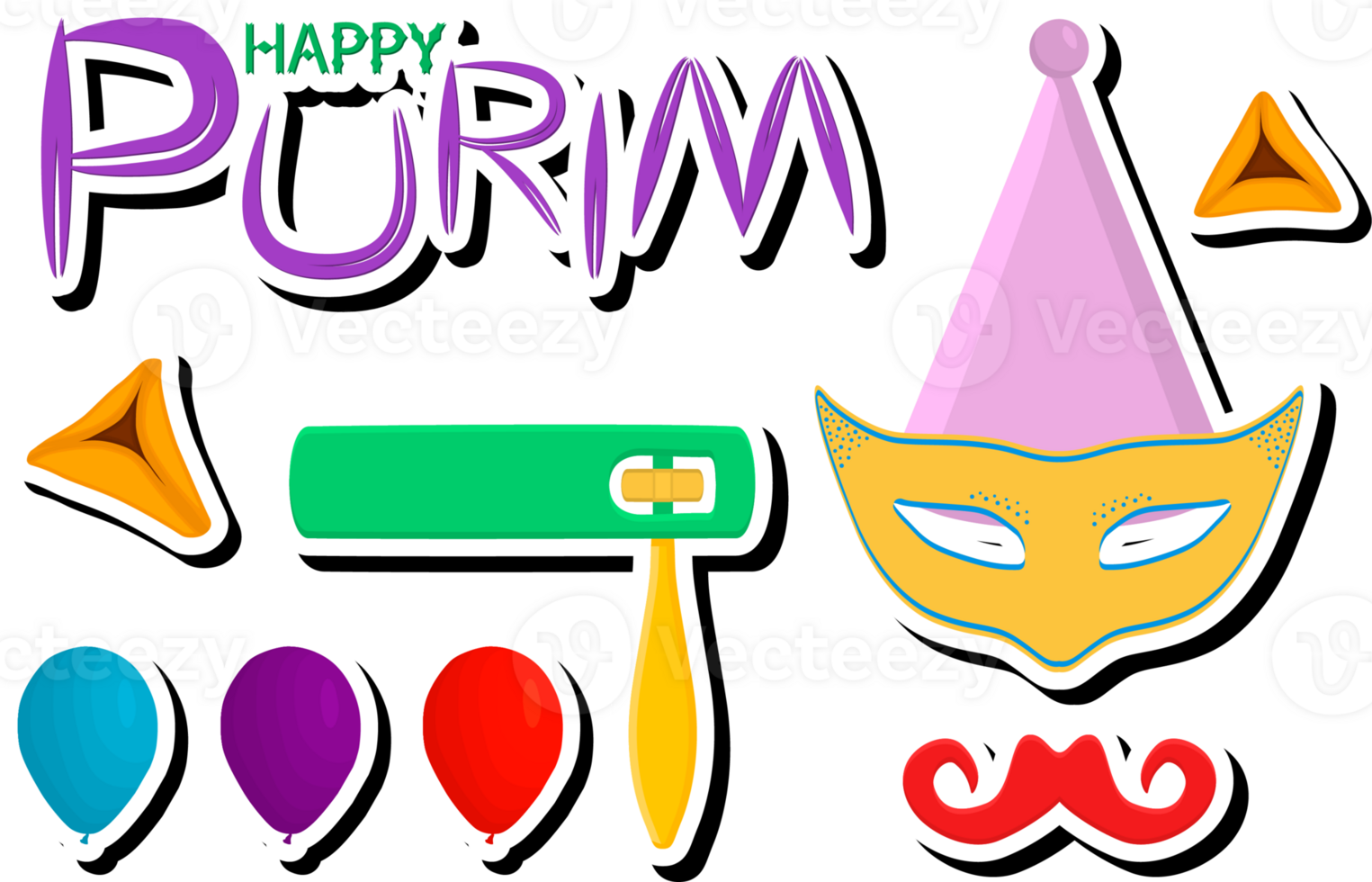 Beautiful illustration on theme of celebrating annual holiday Purim png