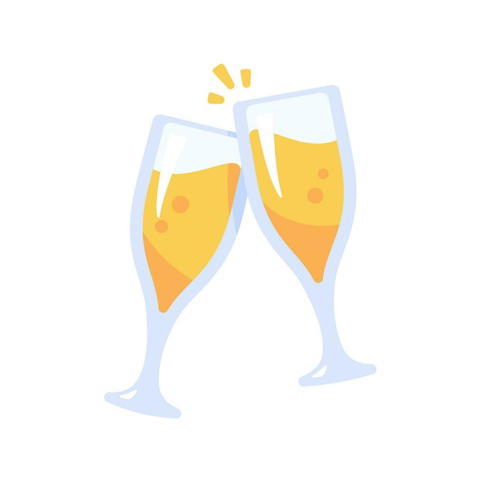 Champagne glasses. Alcoholic drinks for birthday parties. vector