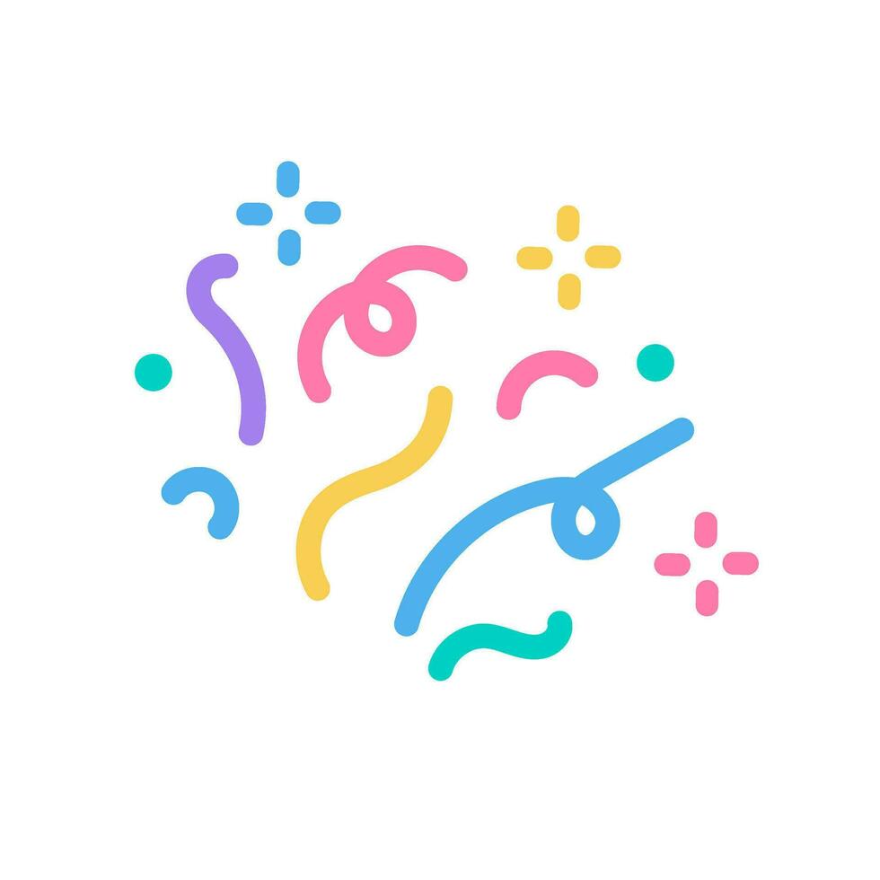 colorful confetti that shoots out from the party base for birthday surprise vector