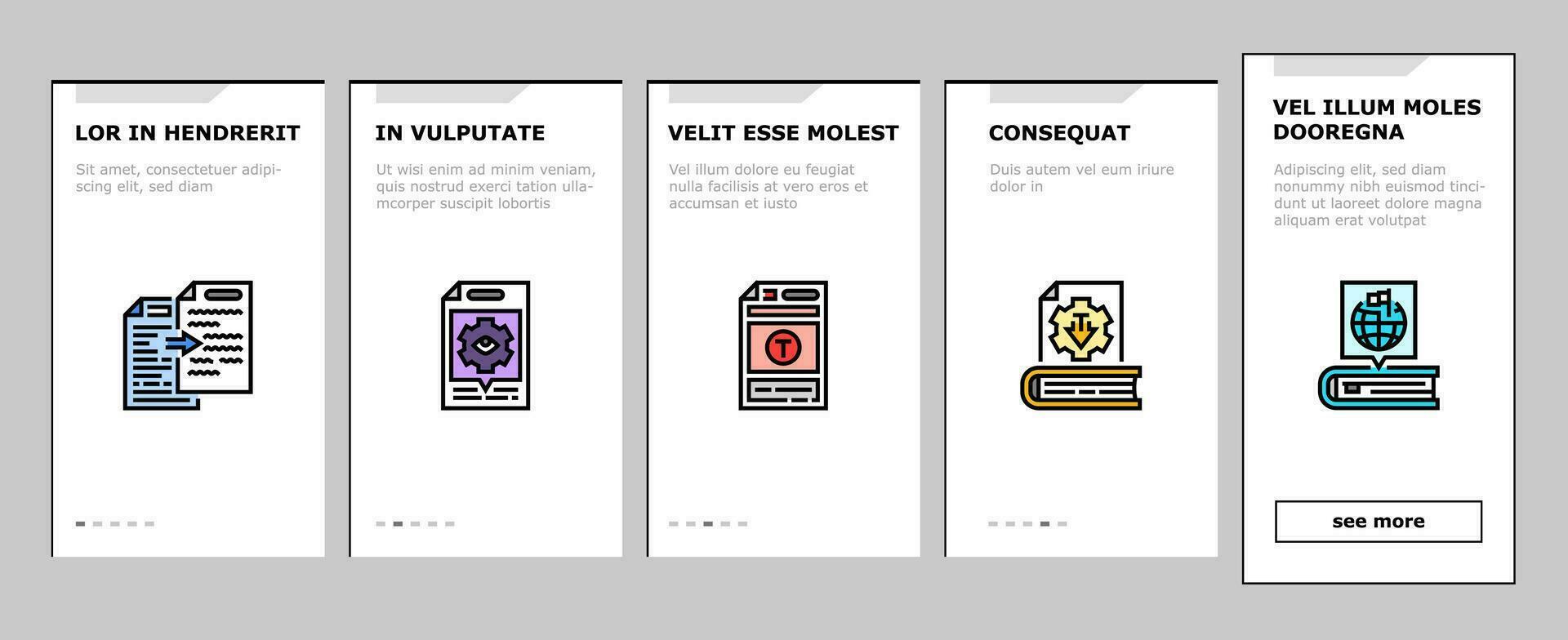 technical writer doc onboarding icons set vector