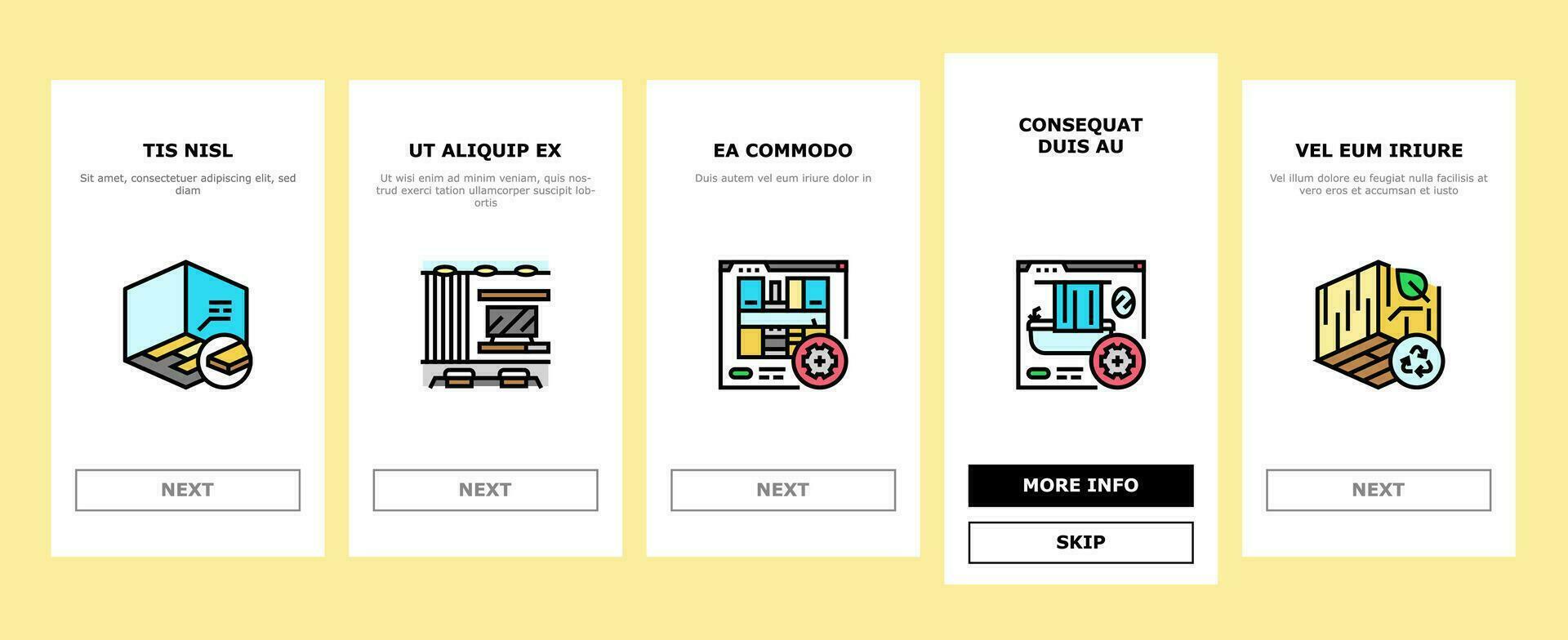interior designer office onboarding icons set vector