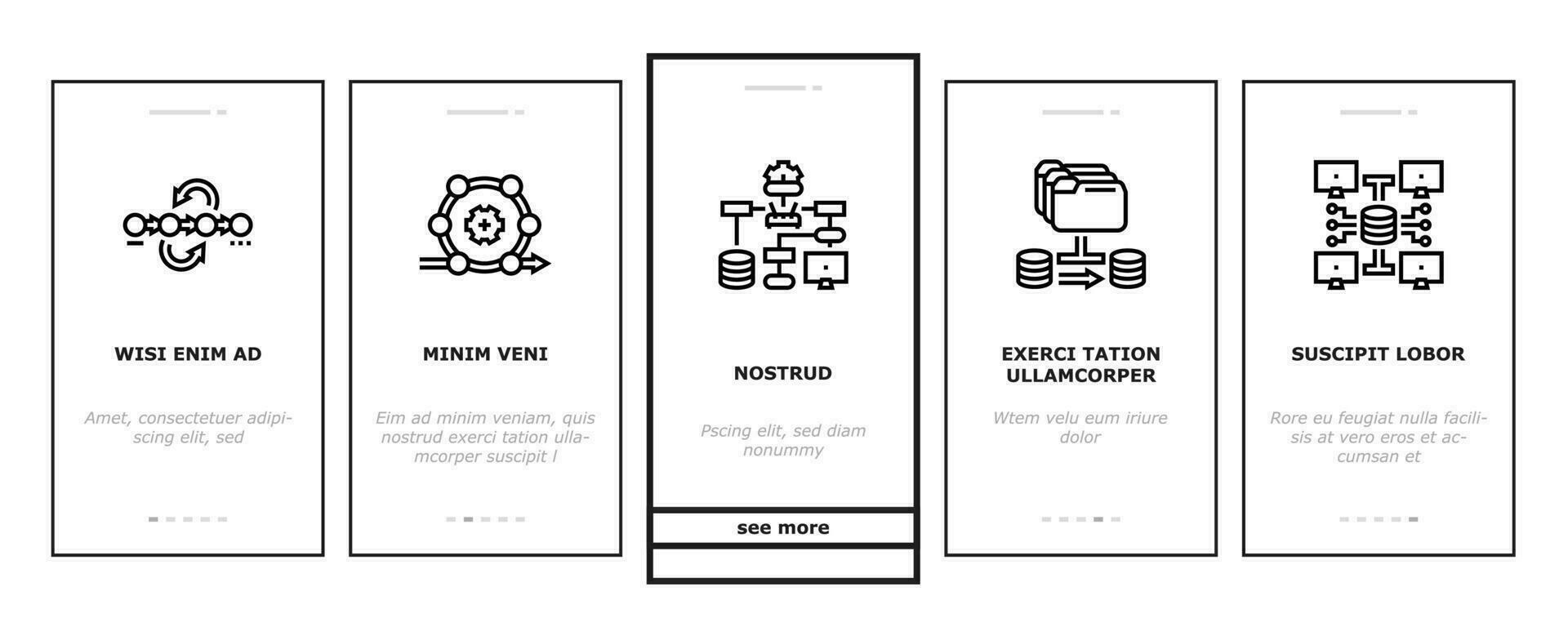 system analyst data onboarding icons set vector