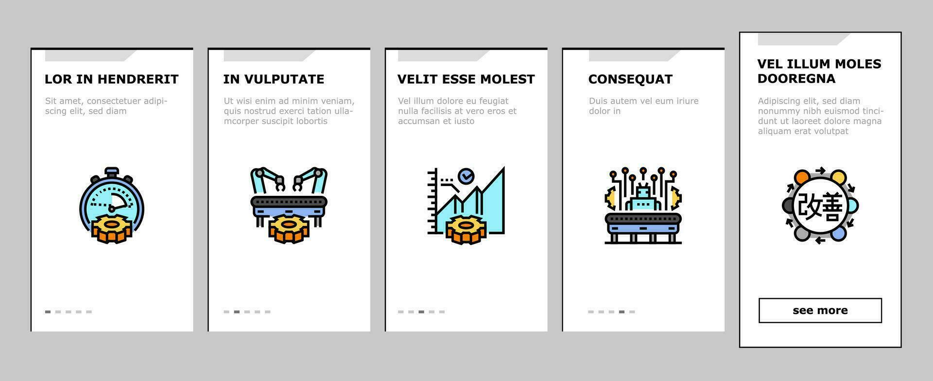 manufacturing industry factory onboarding icons set vector
