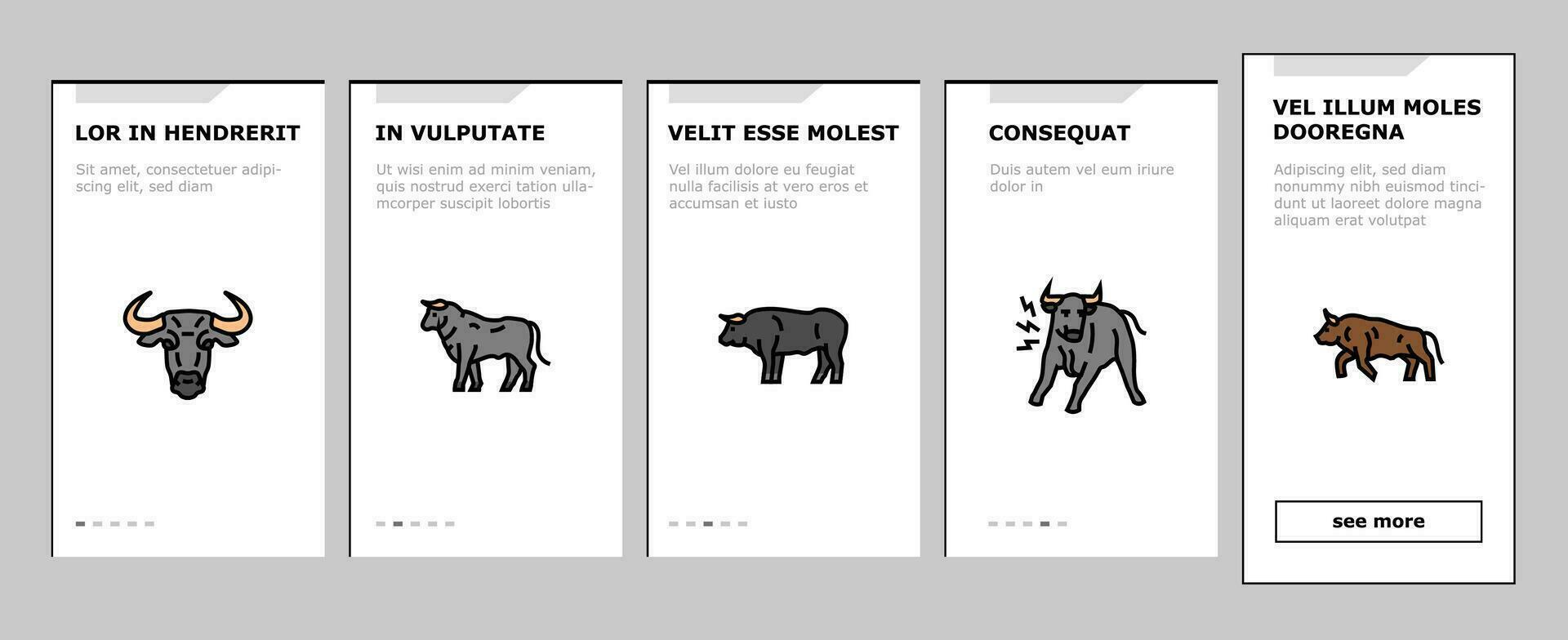 cow farm dairy cattle milk white onboarding icons set vector