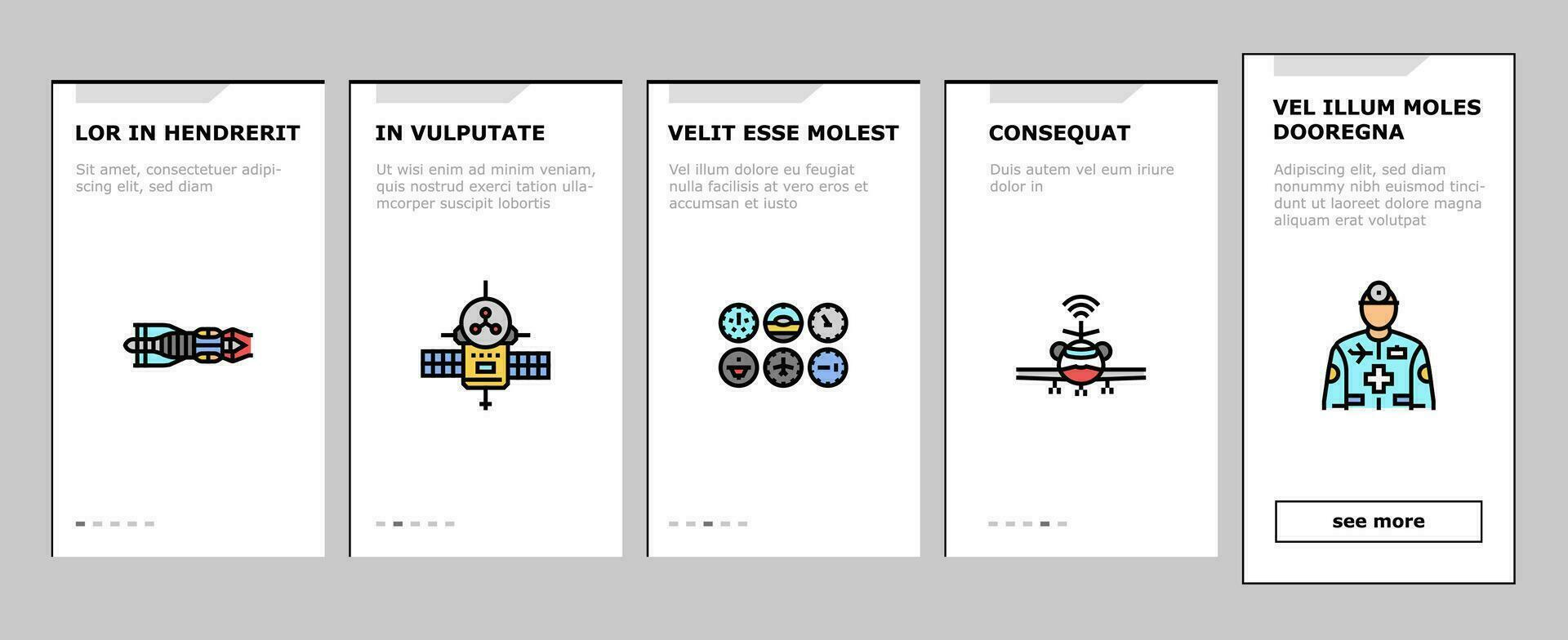 aeronautical engineer aircraft onboarding icons set vector