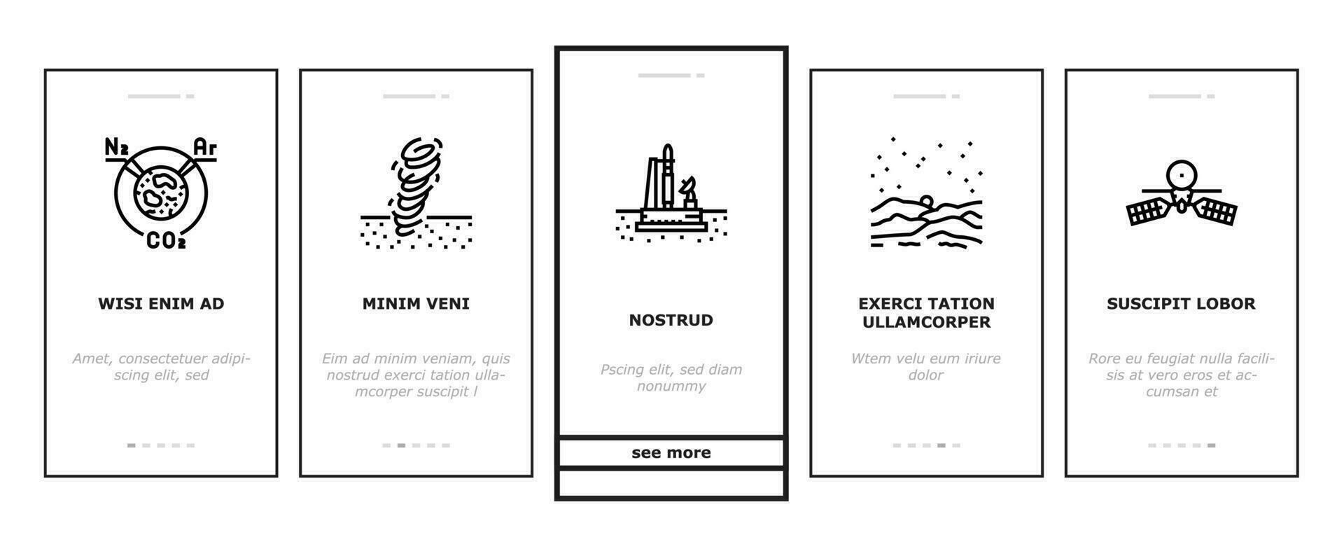mars planet space astronomy onboarding icons set vector