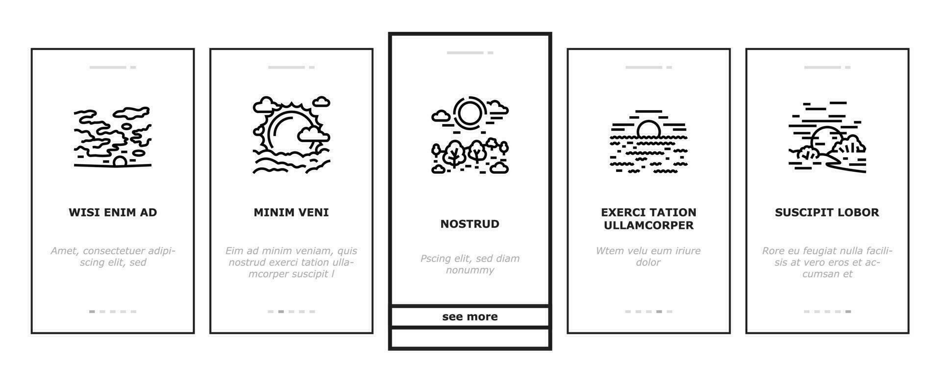 sun summer sunlight light onboarding icons set vector