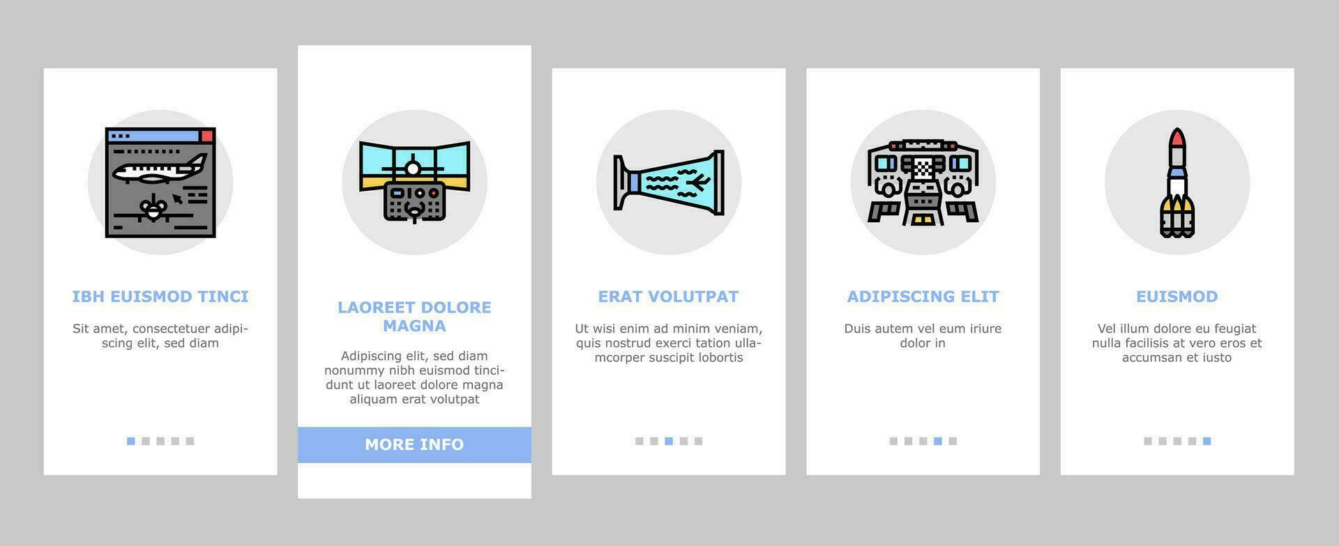 aeronautical engineer aircraft onboarding icons set vector