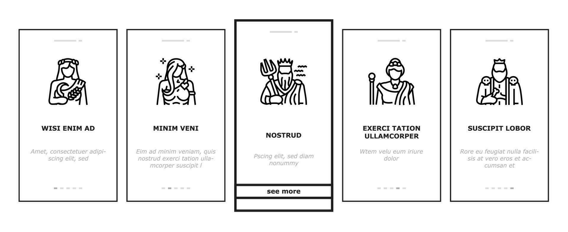 greek god mythology ancient onboarding icons set vector