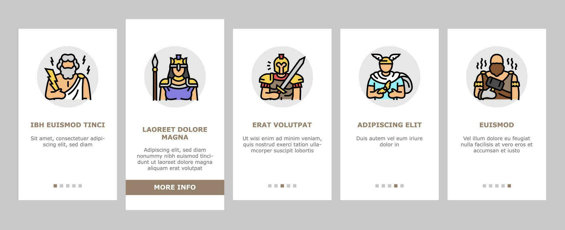 greek god mythology ancient onboarding icons set vector