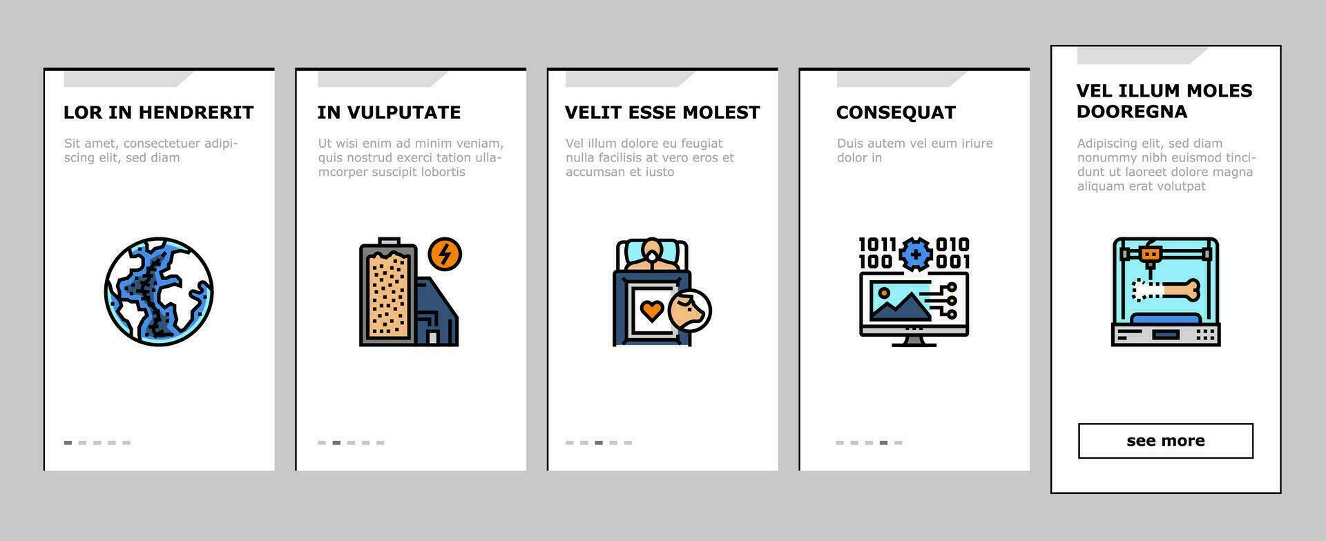 future techology digita modern onboarding icons set vector